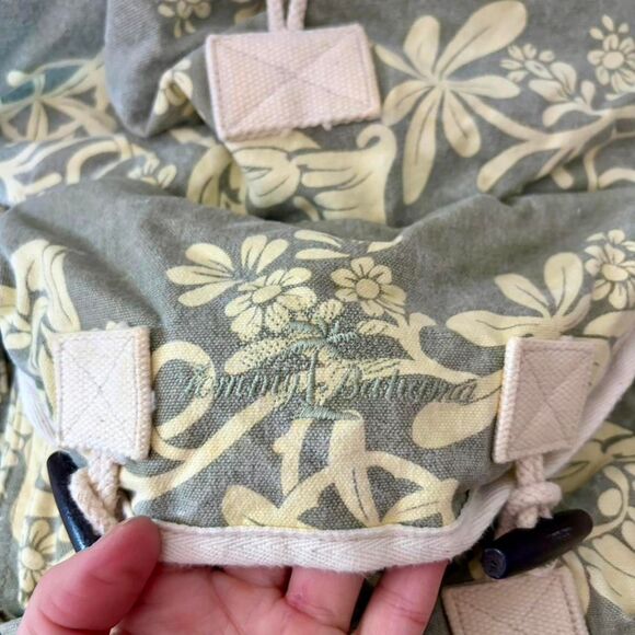 Tommy Bahama floral canvas boho resort wear drawstring beach backpack - Picture 5 of 6